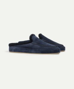 Navy Fur Suede Voyager Slipper