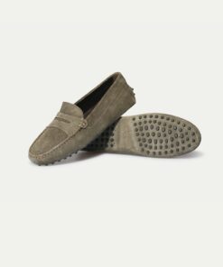 Olive Green Suede Penny Driving Shoes