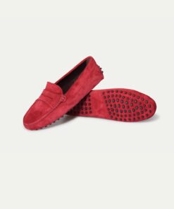 Cherry Red Suede Penny Driving Shoes