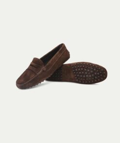 Chocolate Brown Suede Driving Shoes for Women