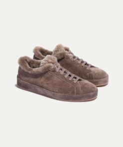 Ash Grey Suede Voyager Sneaker with Shearling
