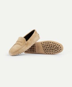 Dark Beige Suede Penny Driving Shoes