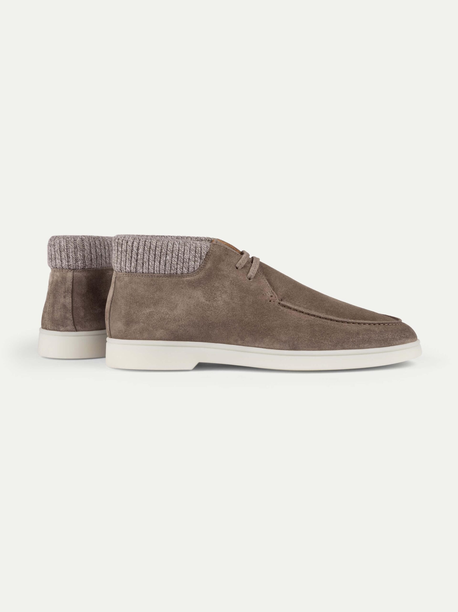 Ash Grey Suede Desert Boots with Cashwool Trim - Image 4