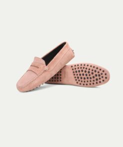 Pink Suede Penny Driving Shoes
